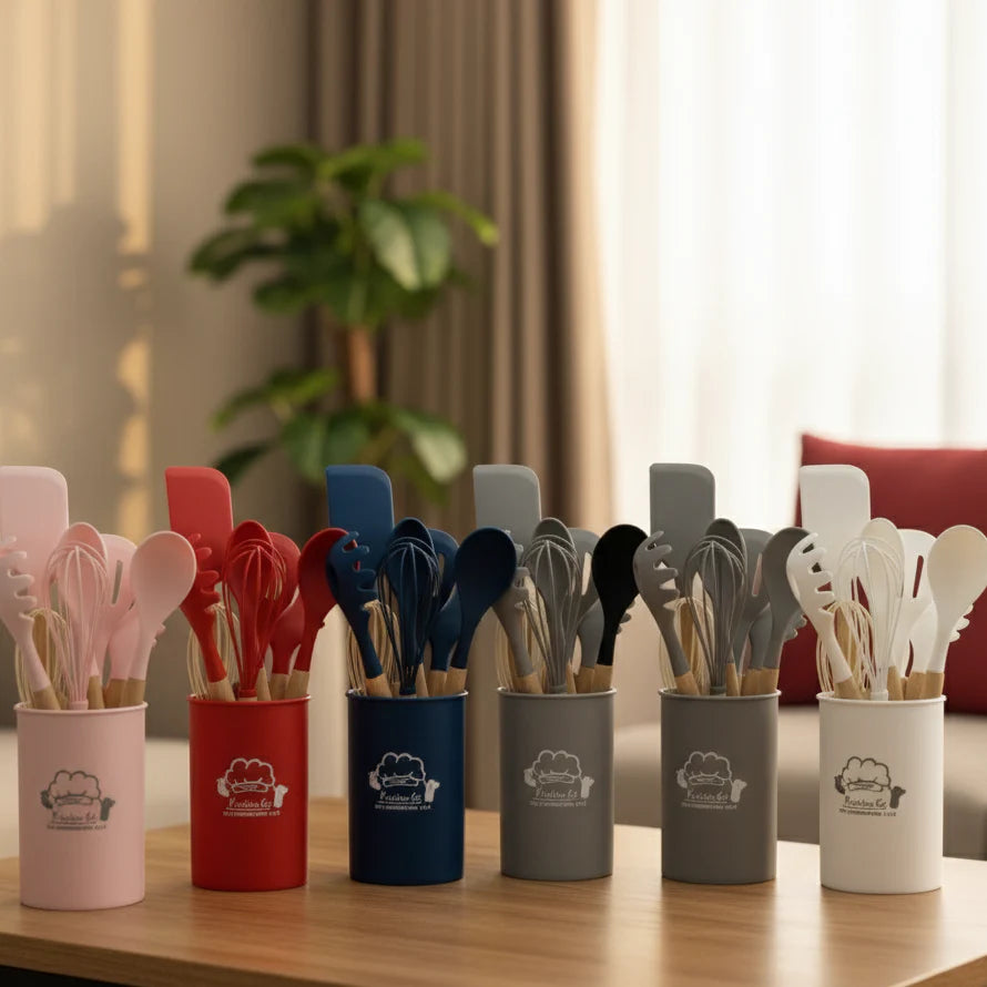 Silicone Kitchen Utensil (Chamcha) Set in Pakistan | Heat Resistant Cooking Tools Set